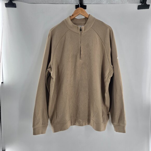 Adidas 1/4 Zip Pullover Knit Beige Golf Sweater in Men’s Size Extra Large - Picture 2 of 7